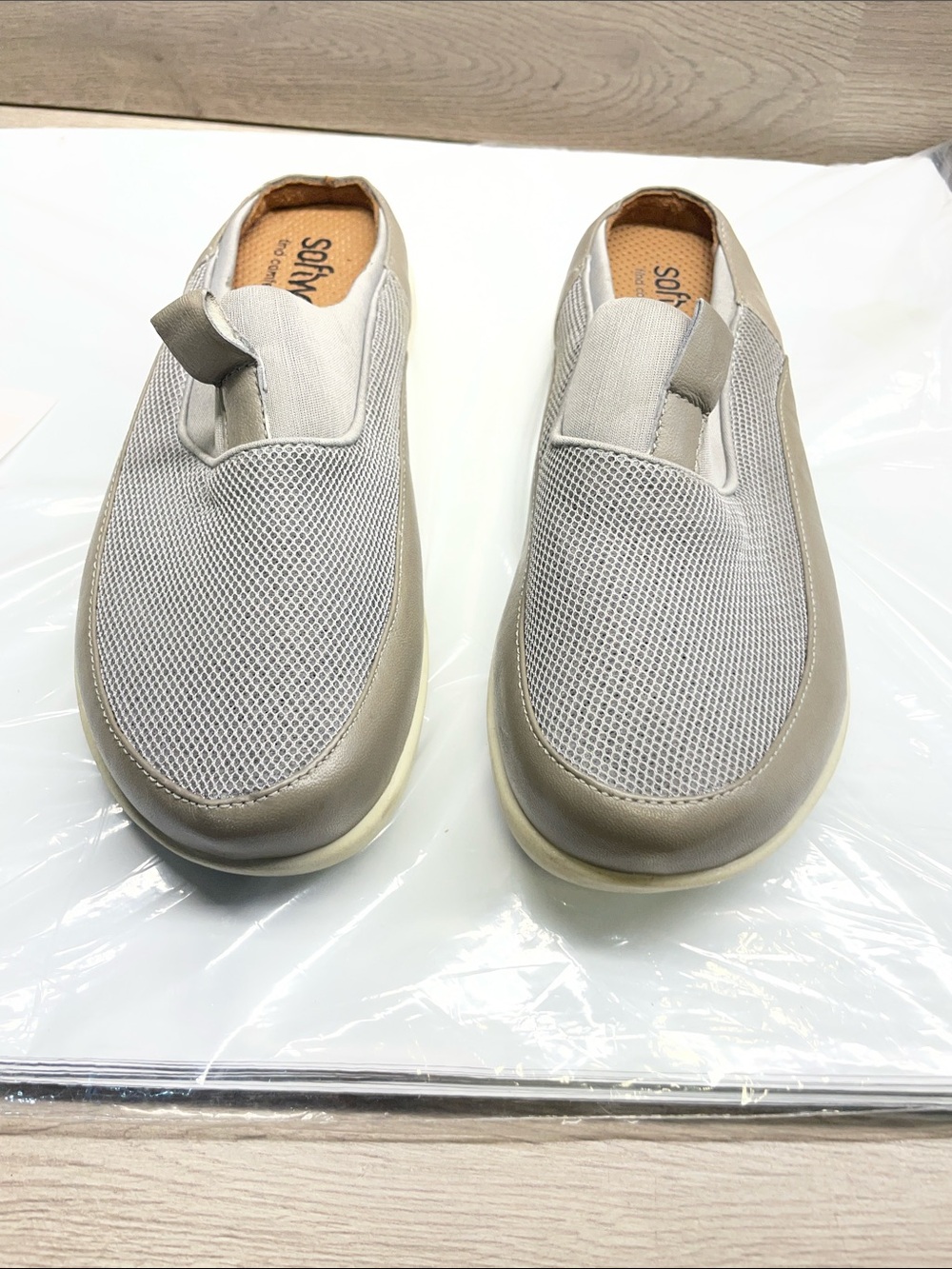 SoftWalk Women's Slip-On Sneakers in Taupe and White #989